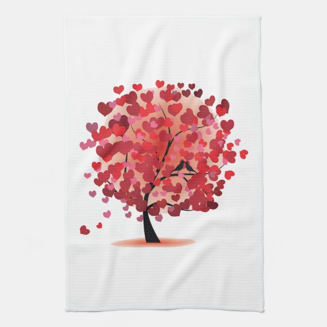 Red Hearts Tree Kitchtuch Geschirrtuch (Vertikal)