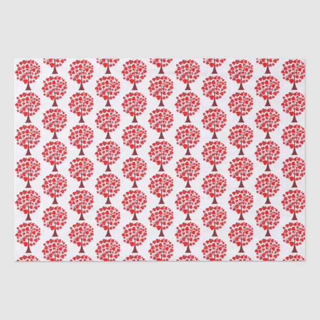 Red Hearts Tree Valentine Seidenpapier (Vorderseite)
