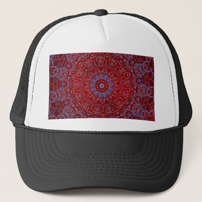 Red Hearts und Blue Lace Hat Truckerkappe (Vorderseite)