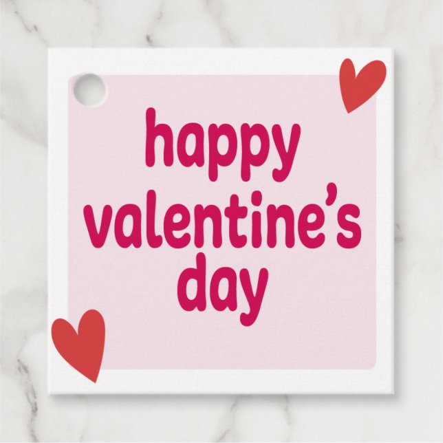 Red Hearts Valentine Day Favoriser les étiquettes (Devant)