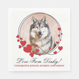 Red Hearts Valentine Wedding Dog Foto Serviette