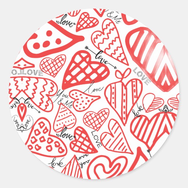 Red Hearts Valentine's Day Runder Aufkleber (Vorderseite)