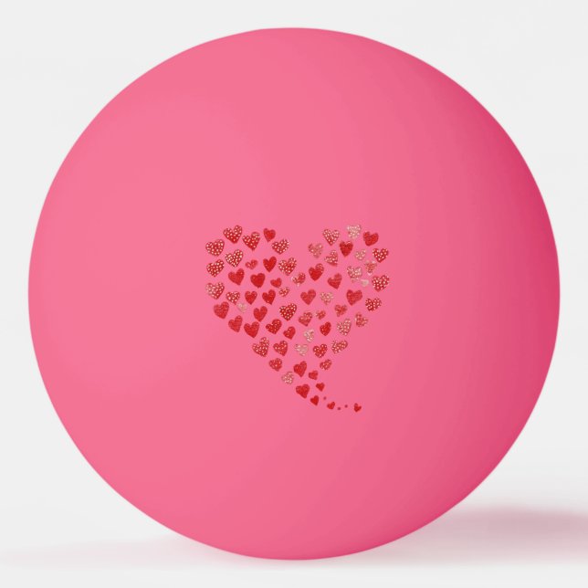 Red Hearts Valentine's Day Tischtennisball (Rückseite)