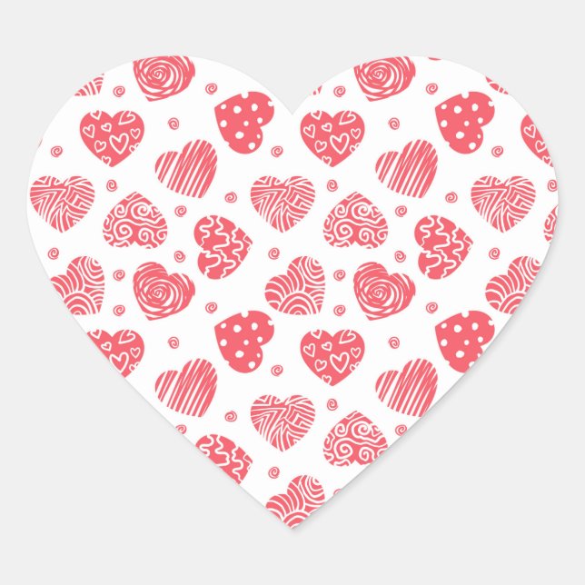 Red Hearts Valentine's day Wedding Herz-Aufkleber (Vorderseite)