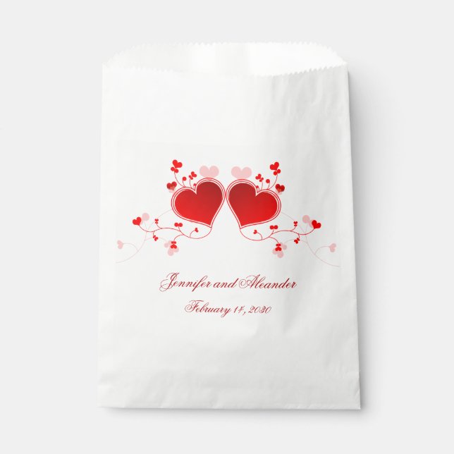 Red Hearts Valentine's Day Wedding Paper Bevorzugu Geschenktütchen (Vorderseite)