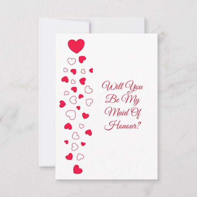 Red Hearts Valentinstag Trauzeugin Hochzeit Einladung (Vorderseite)