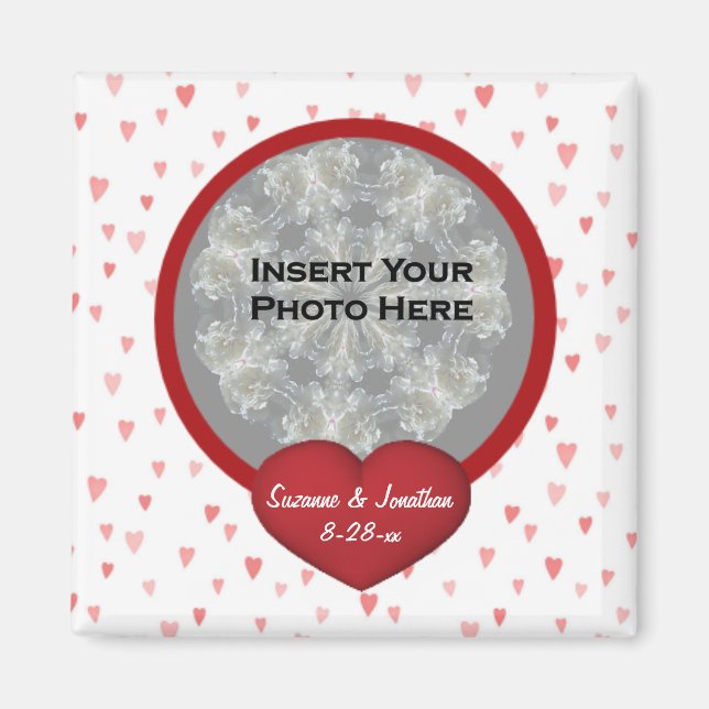 Red Hearts Wedding Photo Magnet (Vorne)