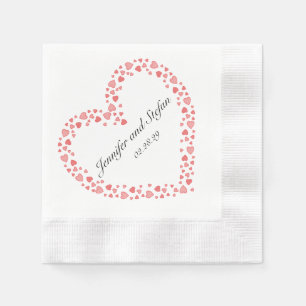 Red Hearts Wedding Valentine's Day Napkins Serviette