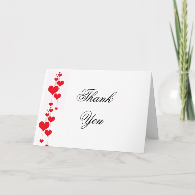 Red Hearts Wedding Vielen Dank Anmerkungen Dankeskarte (Vorderseite)
