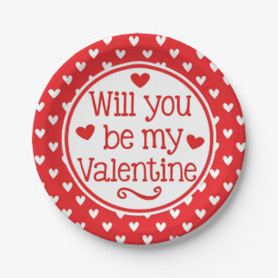 Red Hearts werden Sie mein Valentine Kids Party se Pappteller