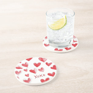 Red Hearts XOXO Liebe Getränkeuntersetzer