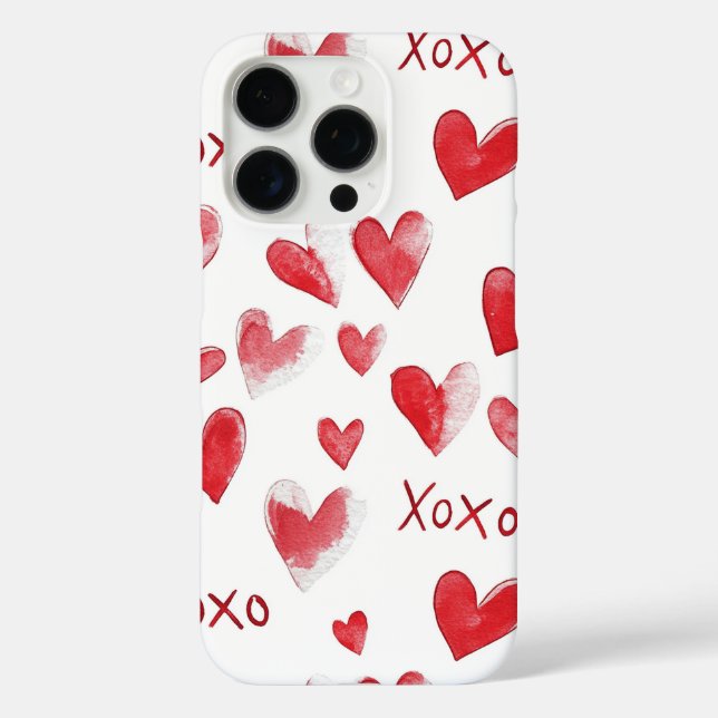 Red Hearts XOXO Liebe iPhone 16 Pro Hülle (Rückseite)