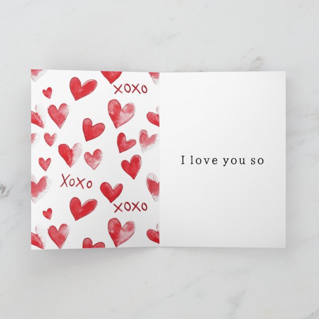 Red Hearts XOXO Liebe Karte (Innenseite)
