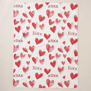 Red Hearts XOXO Liebe Sherpadecke
