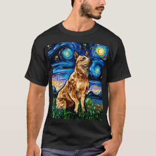 Red Heeler Starry Night Impressionist Rind Hund A T-Shirt