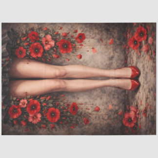 Red Heels and Poppies Decoupage Seidenpapier