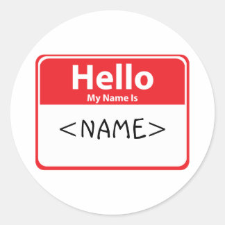 Red Hello My Name is ,<NAME> Runder Aufkleber
