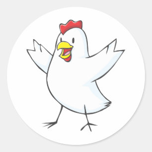 Red Hen Cartoon Runder Aufkleber