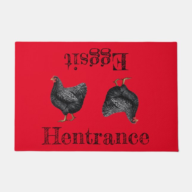 Red Hen Door Mat Bauernhof Heingang Eggit Fußmatte (Vorderseite)