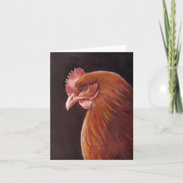 Red Hen Profile Bird Art Note Card Karte (Vorderseite)