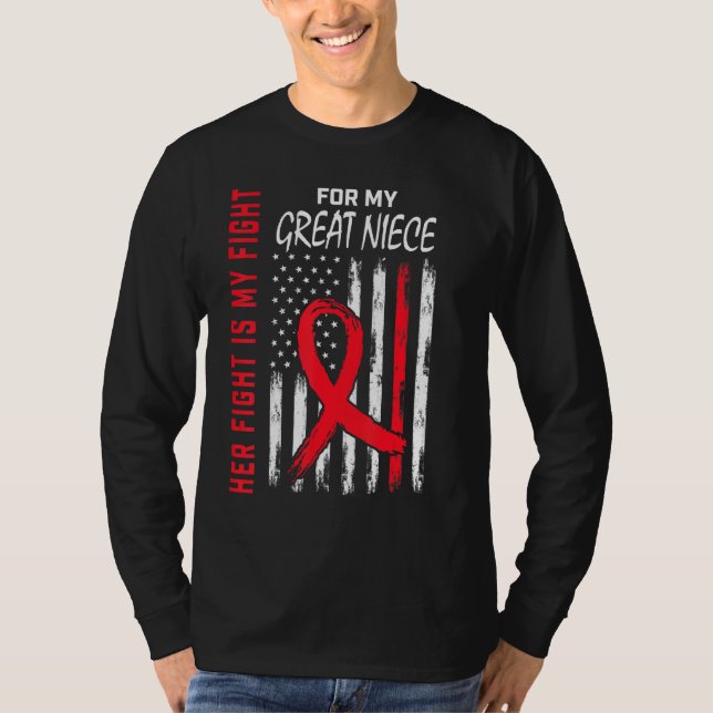 Red Her Fight Great Niece Heart Disease Awareness  T-Shirt (Vorderseite)