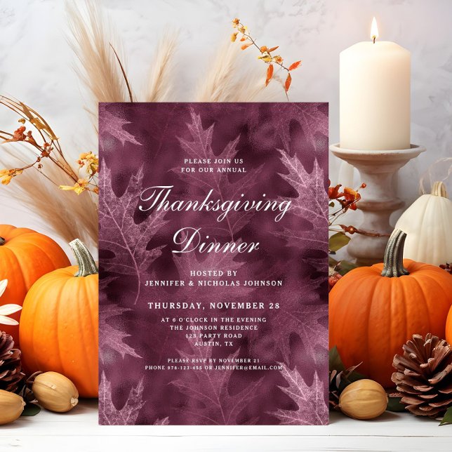 Red Herbstlaubs Erntedank Dinner Einladung (Red Fall Leaves Thanksgiving Dinner Invitation)