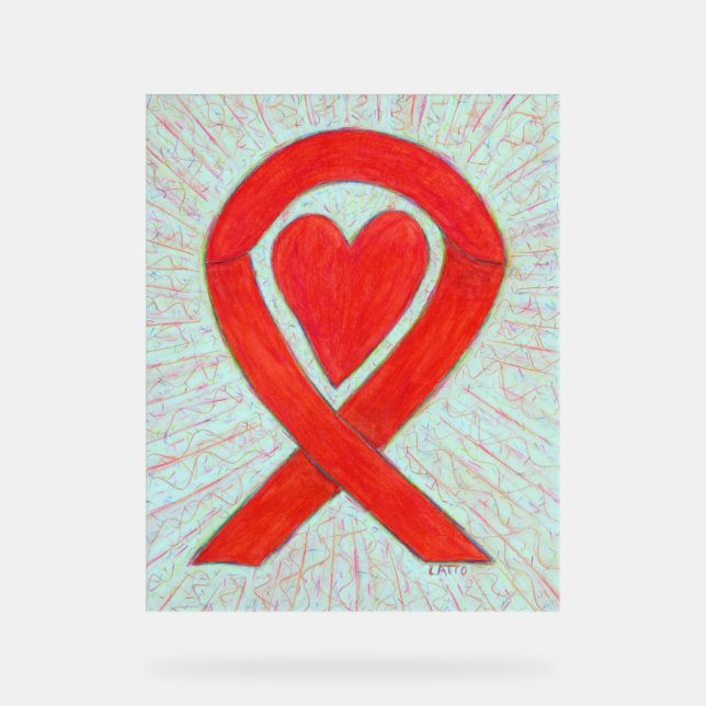 Red Hewareness Ribbon Art Custom Sign Acrylschild (Vorderseite)