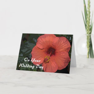 Red Hibiscus Blended Family Wedding Karte