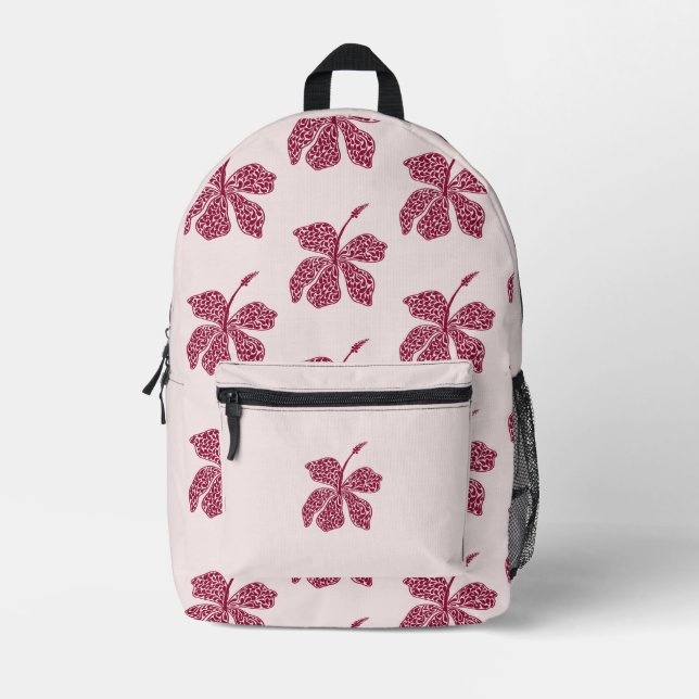 Red Hibiscus Floral Pattern  Bedruckter Rucksack (Vorderseite)