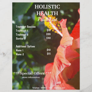 Red hibiscus holistic health price list A5 flyer