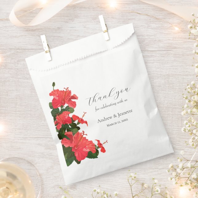 Red Hibisken Blume Danke Gastgeschenk Hochzeit Bag Geschenktütchen (Ausgeschnitten)