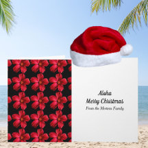 Red Hibisken Blume Muster Tropische Weihnachtsfeie