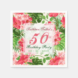 Red Hibiskus 50. Geburtstagsparty Paper Napkin Serviette