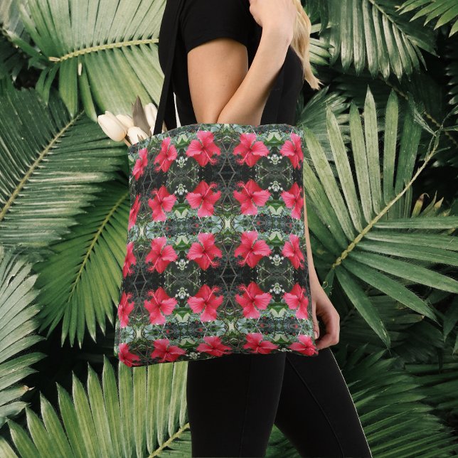 Red Hibiskus Tiles Pattern Tropical Tasche (Von Creator hochgeladen)