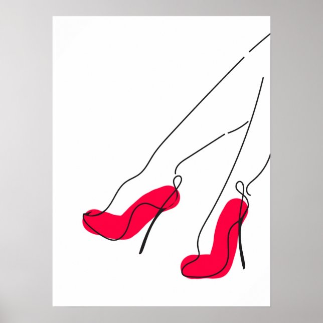 Red High Heel Shoel Line Poster (Vorne)