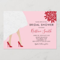 Red High Heel Shoes Bridal Dusche Einladung, Rosa