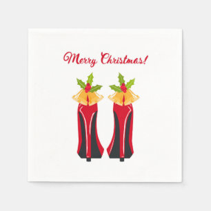 Red High Heels mit Weihnachtsglocken Serviette