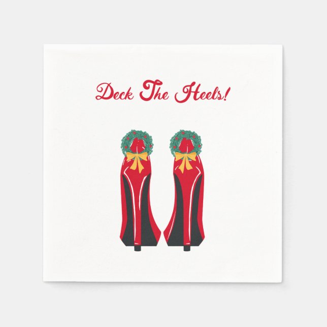 Red High Heels mit Weihnachtskränzen Serviette (Vorderseite)