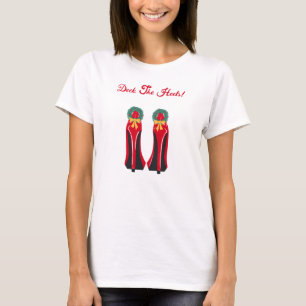 Red High Heels mit Weihnachtskränzen T-Shirt