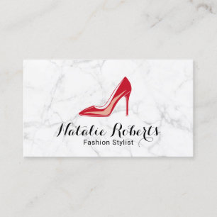 Red High Heels Modern White Marble Fashion Stylist Visitenkarte
