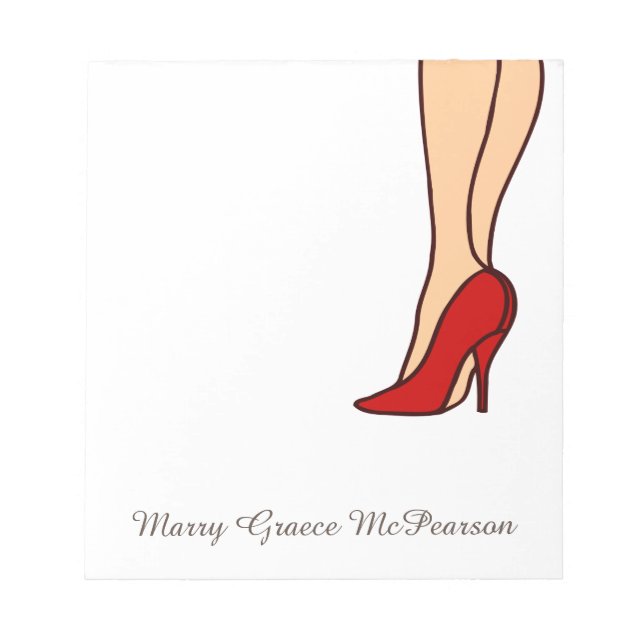 Red High Heels Stiletto Fashion Notepad Notizblock (Vorderseite)