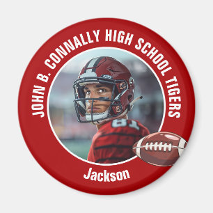Red High School Football Player Foto Magnet