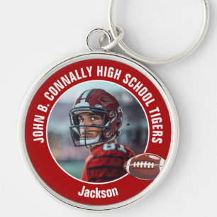 Red High School Football Player Foto Schlüsselanhänger