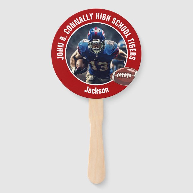Red High School Football Player Photo Parent Fächer (Vorderseite)