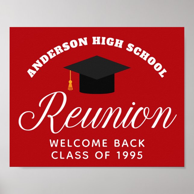 Red High School Wiedersehen Custom Alumni Willkomm Poster (Vorne)
