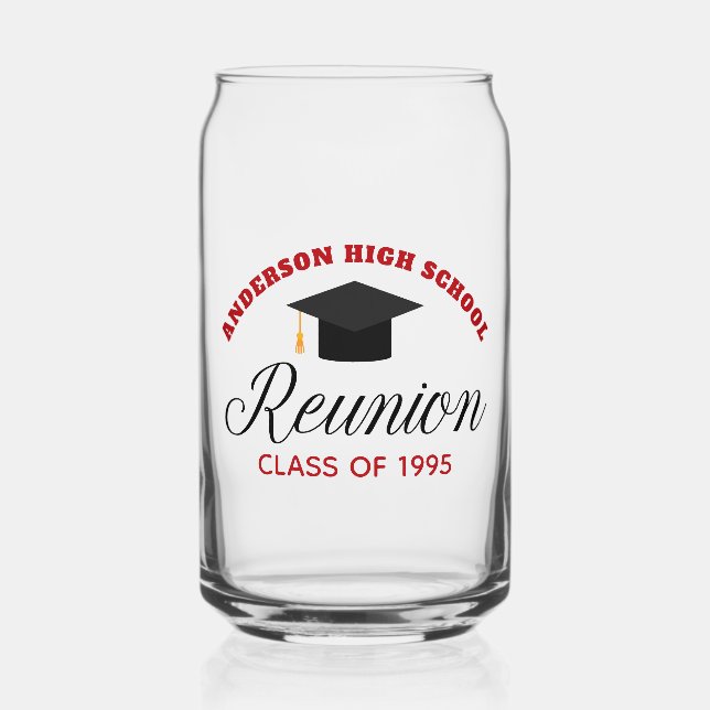 Red High School Wiedersehen Party Custom Alumni Dosenglas (Vorderseite)