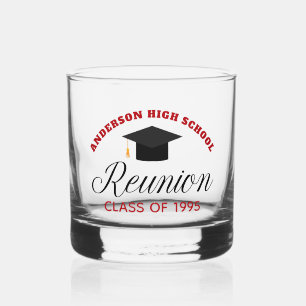 Red High School Wiedersehen Party Custom Alumni Whiskyglas