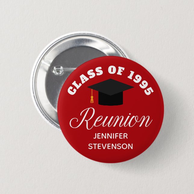 Red High School Wiedersehen Personalisiert Name Ta Button (Vorne & Hinten)