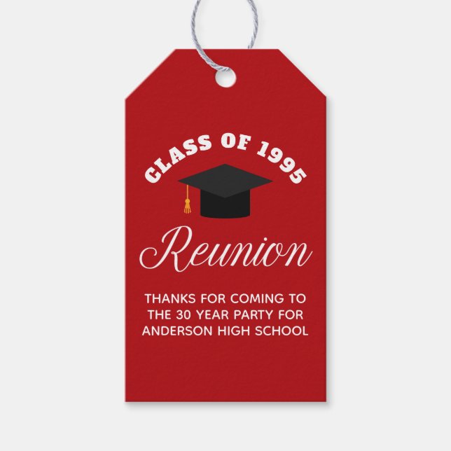 Red High School Wiedersehen Personalisiert Partys Geschenkanhänger (Vorderseite)