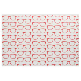 Red Hipster Geek Glasses Fabric Stoff